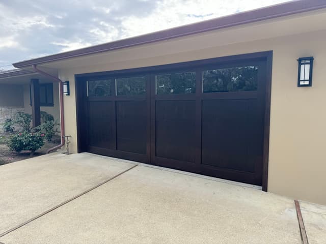 EXTERIOR AND INTERIOR STAIN AND CLEAR FINISH ON A GARAGE DOOR 