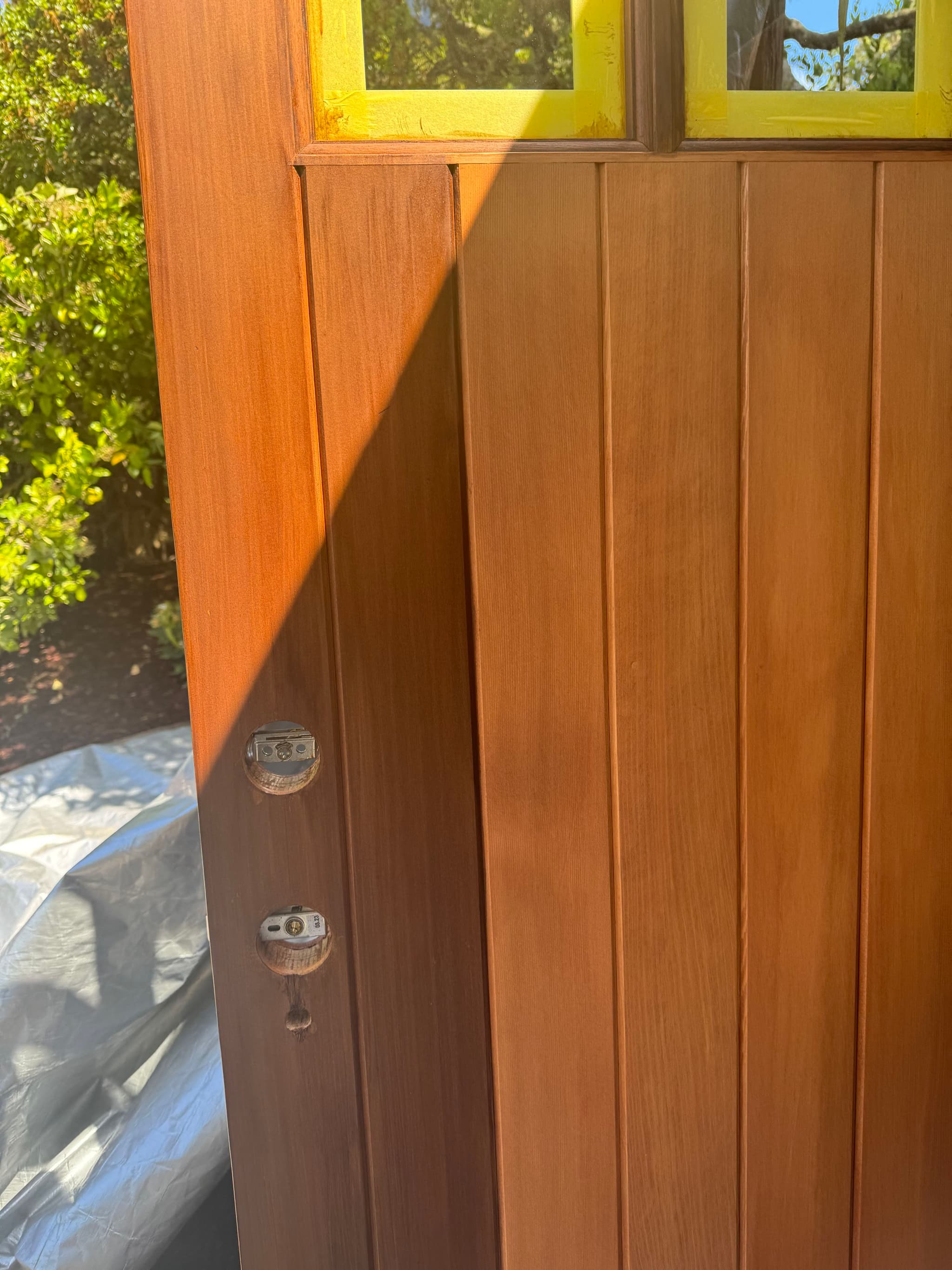TWO TONE GARAGE DOOR STAIN AND CLEAR FINISH